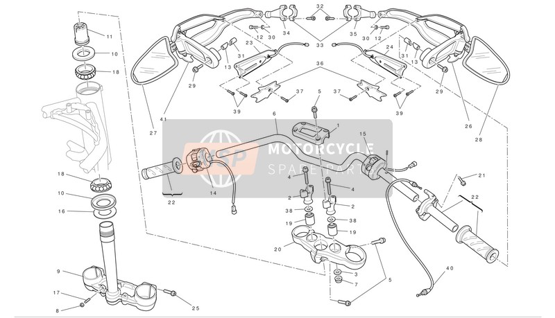 Ducati HYPERMOTARD 796 Eu 2012 Manubrio e comandi per un 2012 Ducati HYPERMOTARD 796 Eu