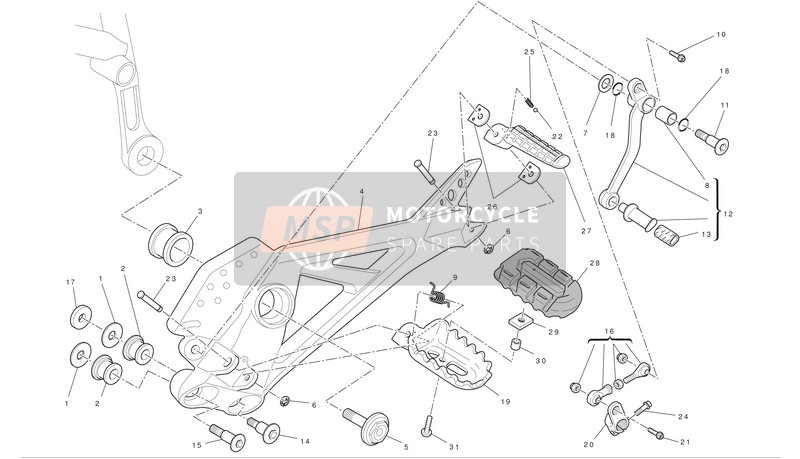 Ducati HYPERMOTARD 796 Eu 2012 linke Fußstütze für ein 2012 Ducati HYPERMOTARD 796 Eu