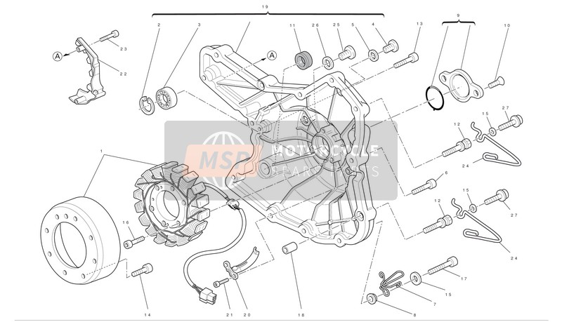 Alternador-Tapa del cárter lateral