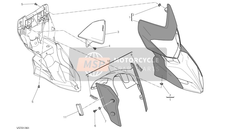 69929041A, Front Fender Red, Ducati, 0