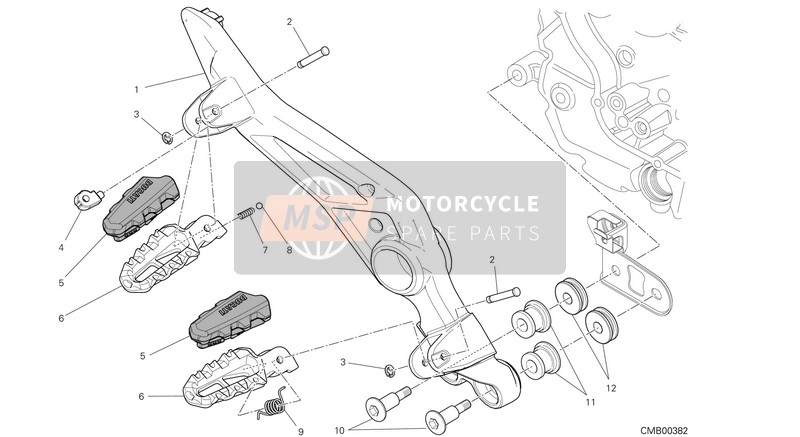 Ducati HYPERMOTARD 939 EU 2017 Reposapiés, Derecho para un 2017 Ducati HYPERMOTARD 939 EU