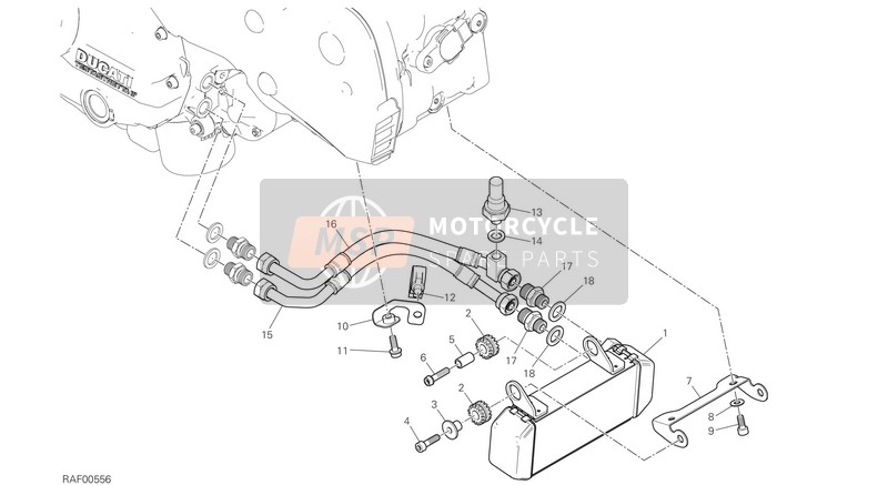 Ducati HYPERMOTARD 939 EU 2017 Olie koeler voor een 2017 Ducati HYPERMOTARD 939 EU