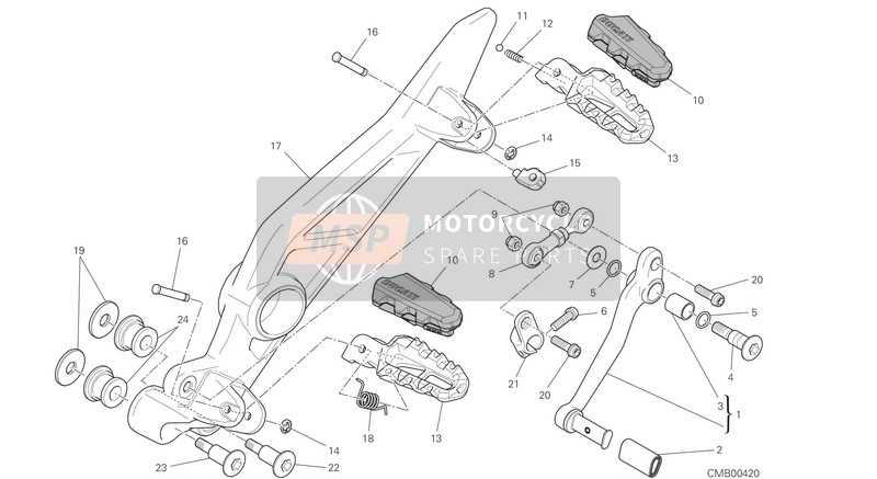 Ducati HYPERMOTARD 939 EU 2018 Repose-pieds, La gauche pour un 2018 Ducati HYPERMOTARD 939 EU