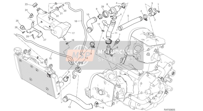 Ducati HYPERMOTARD 939 SP EU 2018 KÜHLKREISLAUF für ein 2018 Ducati HYPERMOTARD 939 SP EU