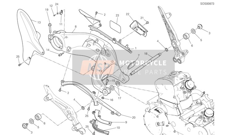 Ducati HYPERMOTARD 939 SP EU 2018 Brug achter voor een 2018 Ducati HYPERMOTARD 939 SP EU