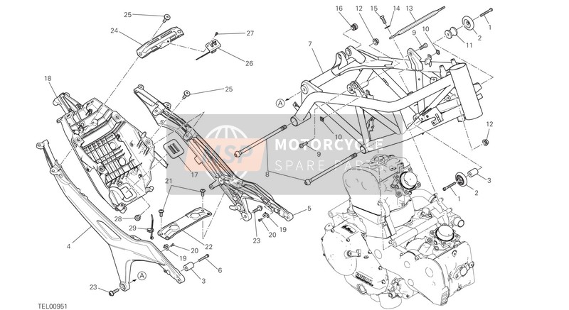 Ducati HYPERMOTARD 939 SP EU 2018 Telaio per un 2018 Ducati HYPERMOTARD 939 SP EU