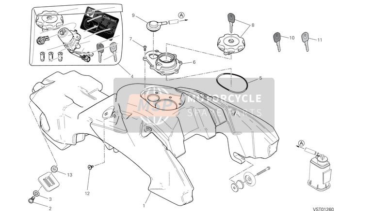 Ducati HYPERMOTARD 939 SP EU 2018 Serbatoio di carburante per un 2018 Ducati HYPERMOTARD 939 SP EU