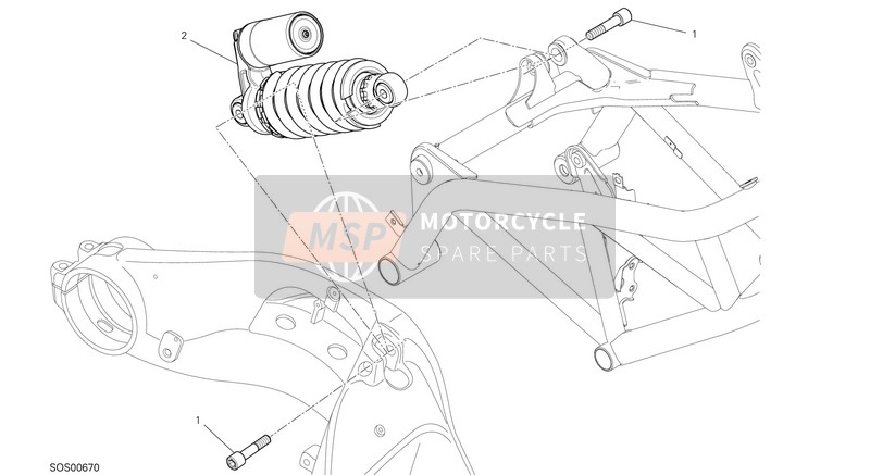 Ducati HYPERMOTARD 939 SP EU 2018 Achtervering voor een 2018 Ducati HYPERMOTARD 939 SP EU