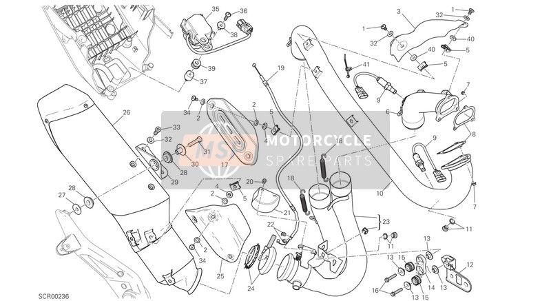 Ducati HYPERMOTARD 939 SP US 2017 Uitlaatsysteem voor een 2017 Ducati HYPERMOTARD 939 SP US