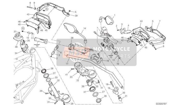 Ducati HYPERMOTARD 939 US 2017 Lenker und Bedienelemente für ein 2017 Ducati HYPERMOTARD 939 US