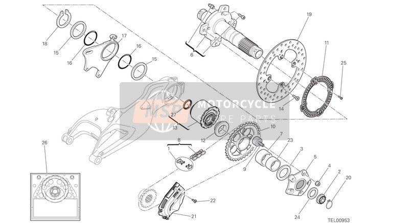 Ducati HYPERMOTARD 939 USA 2018 Centro, Ruota posteriore per un 2018 Ducati HYPERMOTARD 939 USA