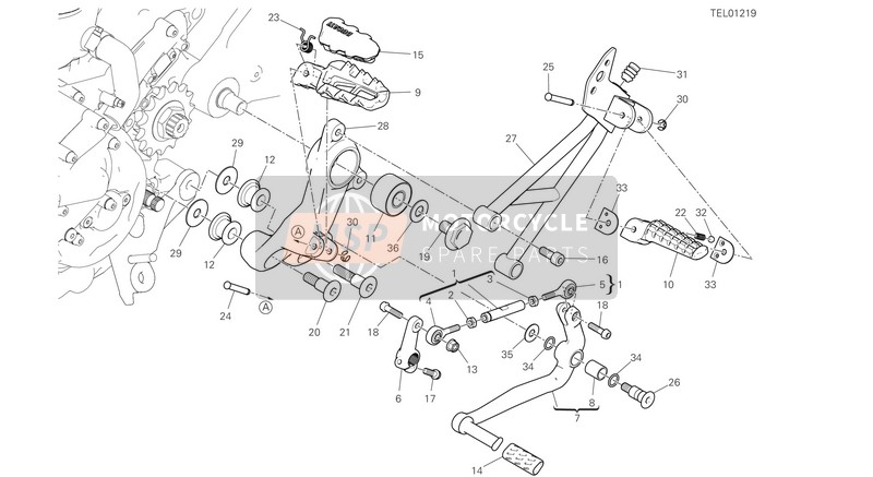 45612372AA, Levier Commande Cangement, Ducati, 1