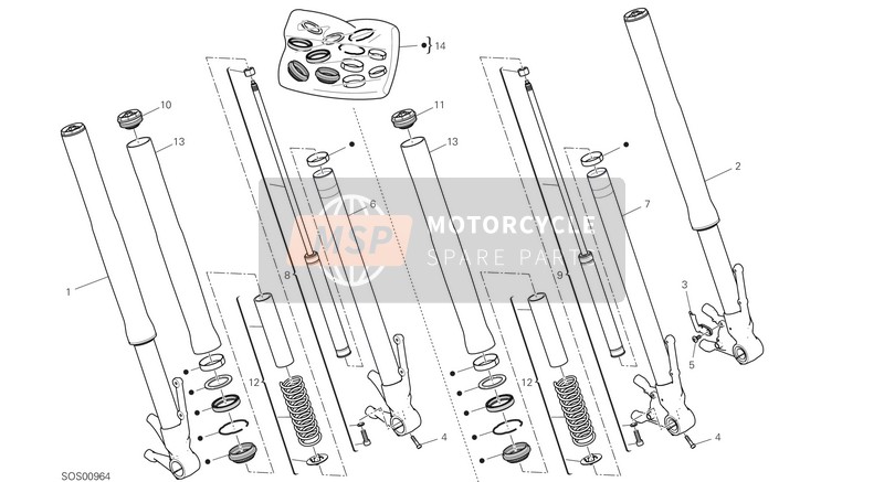 34922611A, Unite Pied De Forche + Fourreau (Droit), Ducati, 0