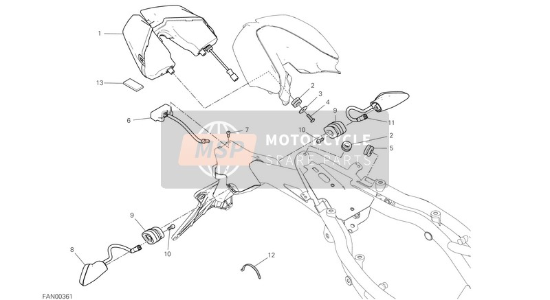 53010322A, Flasher Light Front RH- Rear Lh, Ducati, 0