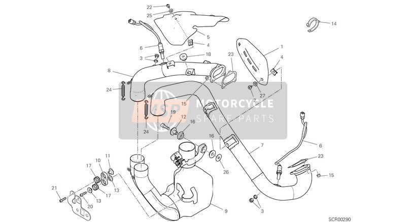 Ducati Hypermotard 950 EU 2019 Collecteur d'échappement pour un 2019 Ducati Hypermotard 950 EU