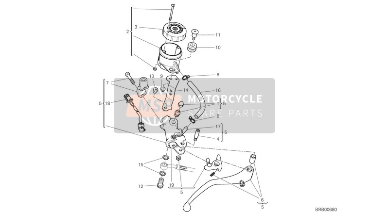 Ducati Hypermotard 950 EU 2019 Pompa freno anteriore per un 2019 Ducati Hypermotard 950 EU