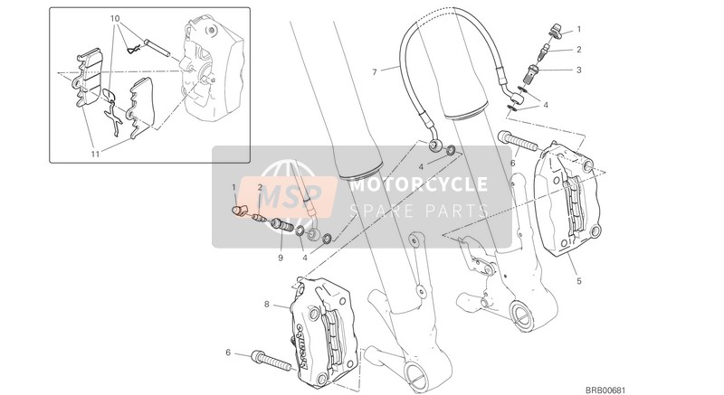 Ducati Hypermotard 950 EU 2019 Sistema frenante anteriore per un 2019 Ducati Hypermotard 950 EU