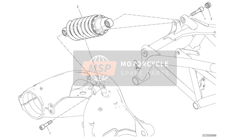 Ducati Hypermotard 950 EU 2019 Amortiguador trasero para un 2019 Ducati Hypermotard 950 EU