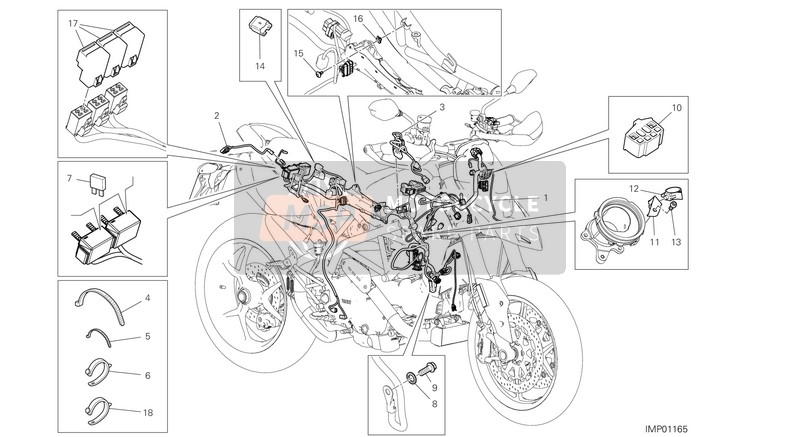 Ducati Hypermotard 950 EU 2019 Voertuig elektrisch systeem voor een 2019 Ducati Hypermotard 950 EU