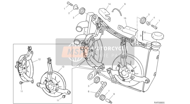 Ducati Hypermotard 950 EU 2019 Refroidisseur d'eau pour un 2019 Ducati Hypermotard 950 EU