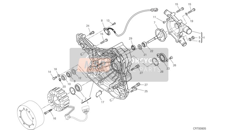 Ducati Hypermotard 950 EU 2020 Coperchio del generatore per un 2020 Ducati Hypermotard 950 EU