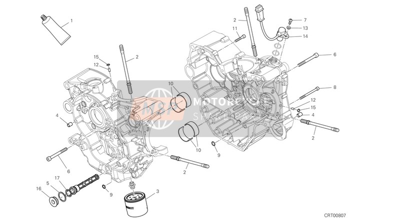 Ducati Hypermotard 950 EU 2020 Medio-Caja del cigüeñal Par para un 2020 Ducati Hypermotard 950 EU