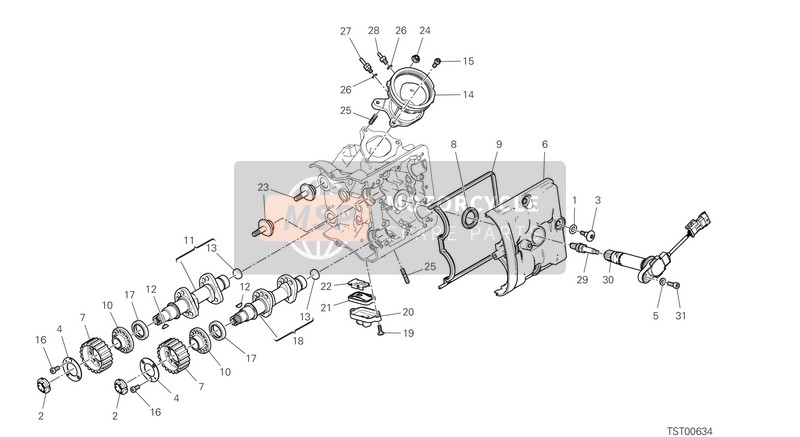 Ducati Hypermotard 950 EU 2020 Tête horizontale – Système de chronométrage pour un 2020 Ducati Hypermotard 950 EU