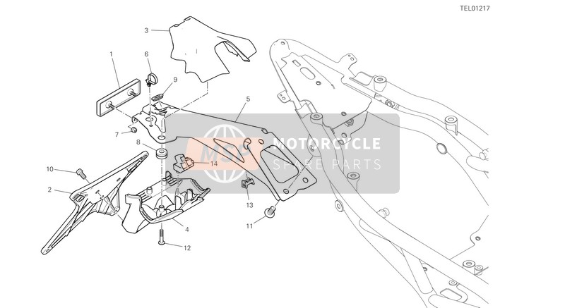 Ducati Hypermotard 950 EU 2020 Soporte de placa para un 2020 Ducati Hypermotard 950 EU