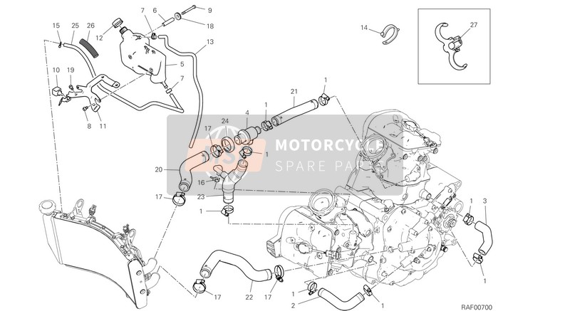 Ducati HYPERMOTARD 950 RVE 2021 Circuito di raffreddamento per un 2021 Ducati HYPERMOTARD 950 RVE