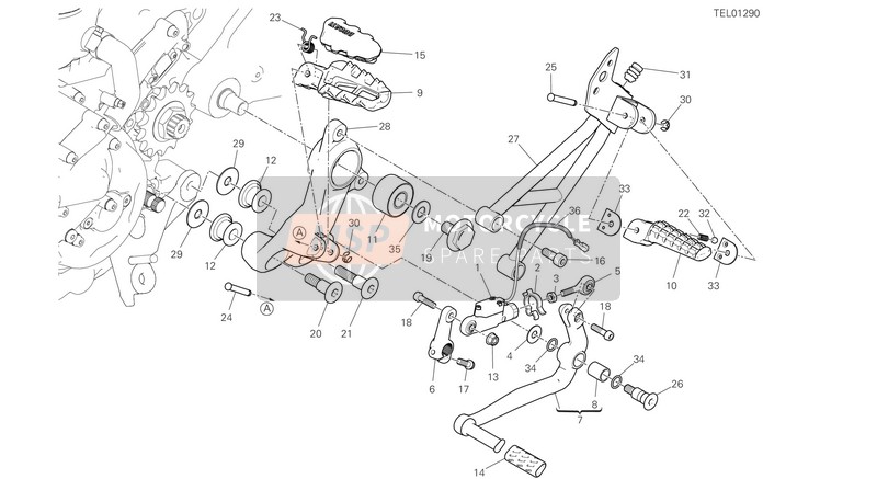 Ducati HYPERMOTARD 950 RVE 2021 Poggiapiedi, Sinistra per un 2021 Ducati HYPERMOTARD 950 RVE