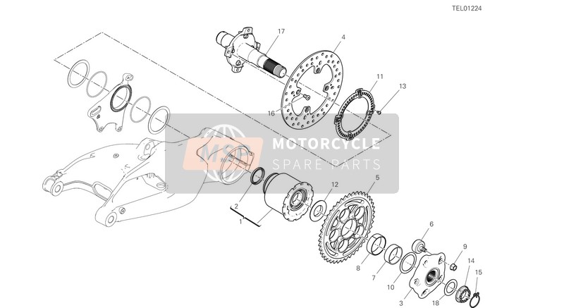 Ducati HYPERMOTARD 950 RVE 2021 Eje de la rueda trasera para un 2021 Ducati HYPERMOTARD 950 RVE