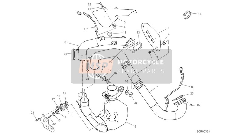 Ducati HYPERMOTARD 950 SP 2021 Auspuffkrümmer für ein 2021 Ducati HYPERMOTARD 950 SP