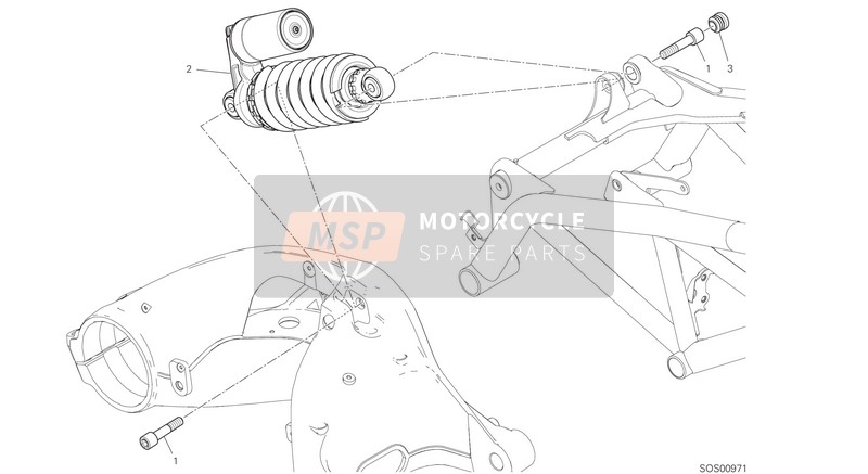 Ducati HYPERMOTARD 950 SP 2021 REAR SHOCK ABSORBER for a 2021 Ducati HYPERMOTARD 950 SP