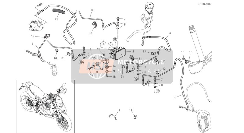 Ducati Hypermotard 950 SP EU 2020 Sistema di frenata ABS per un 2020 Ducati Hypermotard 950 SP EU