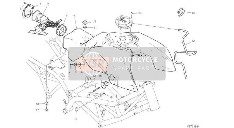 Ducati Hypermotard 950 SP EU 2020 Fuel Tank for a 2020 Ducati Hypermotard 950 SP EU