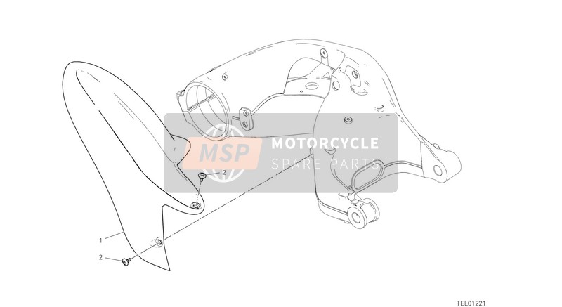 Ducati Hypermotard 950 SP EU 2020 Garde-boue arrière pour un 2020 Ducati Hypermotard 950 SP EU