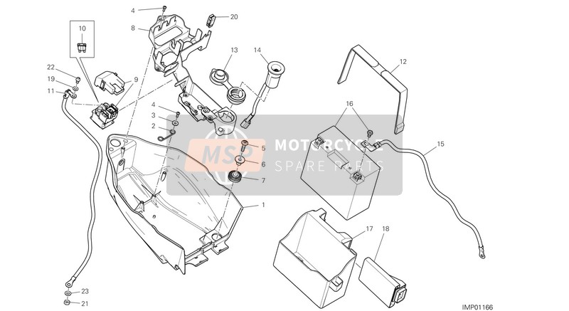 Ducati Hypermotard 950 SP USA 2019 Batteriehalterung für ein 2019 Ducati Hypermotard 950 SP USA