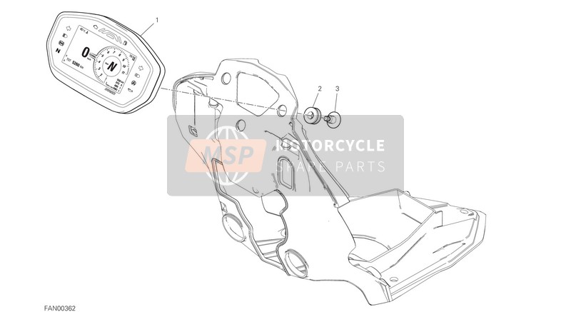 Ducati Hypermotard 950 SP USA 2020 Tablero de instrumentos para un 2020 Ducati Hypermotard 950 SP USA