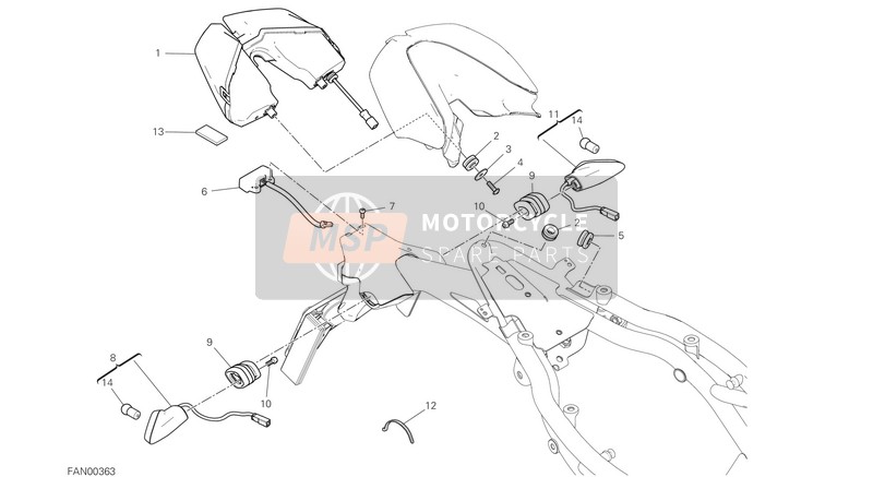 Ducati Hypermotard 950 SP USA 2020 Fanale posteriore per un 2020 Ducati Hypermotard 950 SP USA