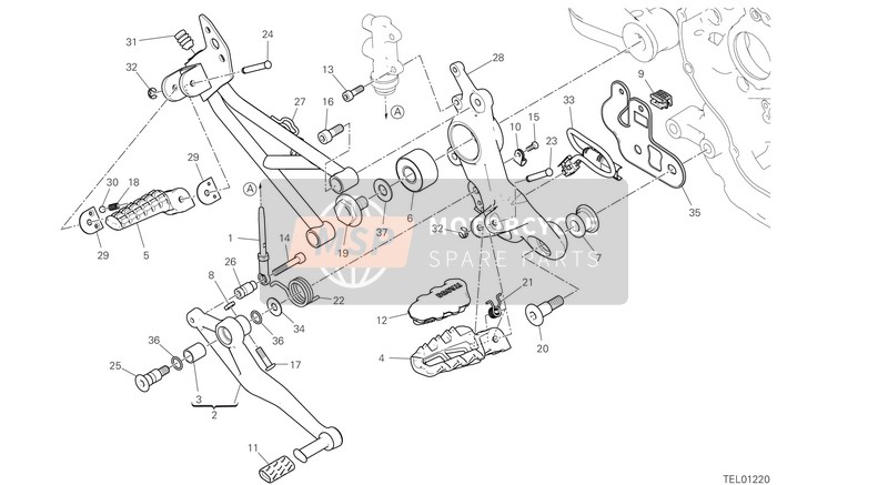 Ducati Hypermotard 950 USA 2020 Reposapiés, Derecho para un 2020 Ducati Hypermotard 950 USA