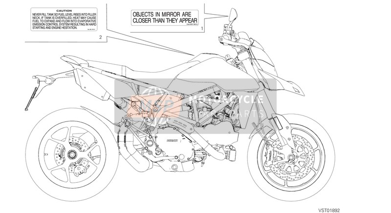 Ducati Hypermotard 950 USA 2020 Placas de posicionamiento para un 2020 Ducati Hypermotard 950 USA