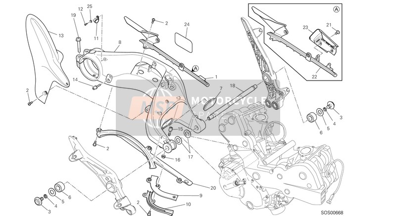 Ducati HYPERMOTARD EU 2013 Oscillazione posteriore per un 2013 Ducati HYPERMOTARD EU