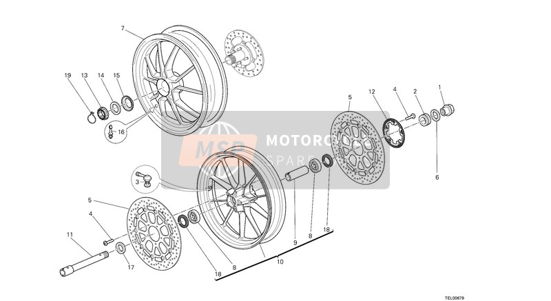 Ducati HYPERMOTARD EU 2013 Voorkant & Achterwiels voor een 2013 Ducati HYPERMOTARD EU