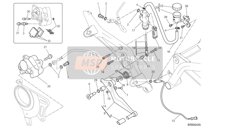 Ducati HYPERMOTARD EU 2014 Sistema de freno trasero para un 2014 Ducati HYPERMOTARD EU