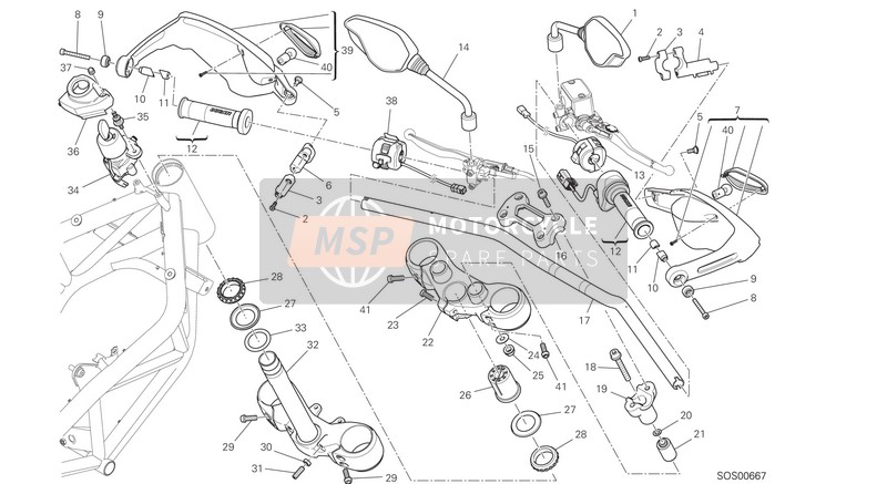 Ducati HYPERMOTARD EU 2015 Manillar y controles para un 2015 Ducati HYPERMOTARD EU