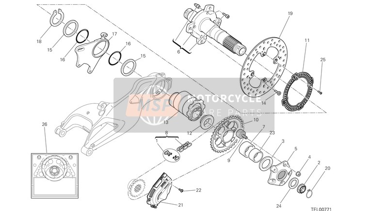 Ducati HYPERMOTARD EU 2015 Hub, Rear Wheel for a 2015 Ducati HYPERMOTARD EU