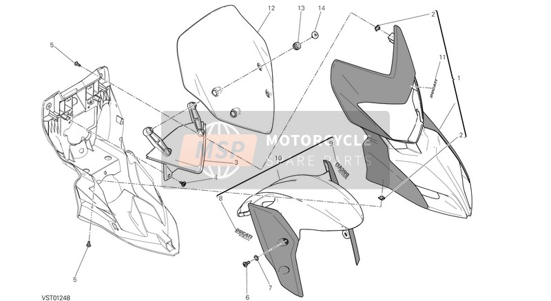 564P1042AW, A. Wit Voorspatbord (Assy) Strada, Ducati, 0