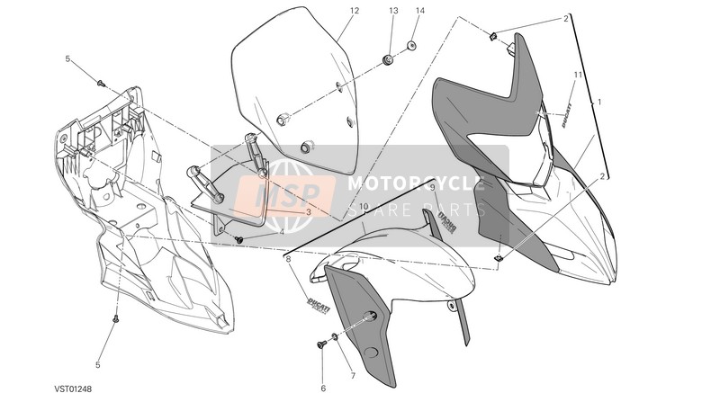 480P5762AW, Artic White Front Fairing Assy H.Strada, Ducati, 0