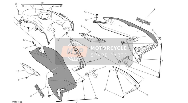 480P5691AW, R.H. HALF-FAIRING, Ducati, 0