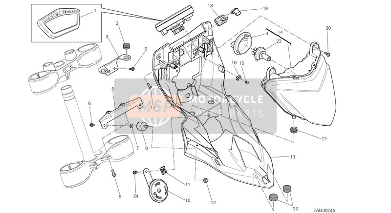 Ducati HYPERMOTARD USA 2015 Luce Davanti E Pannello di controllo per un 2015 Ducati HYPERMOTARD USA